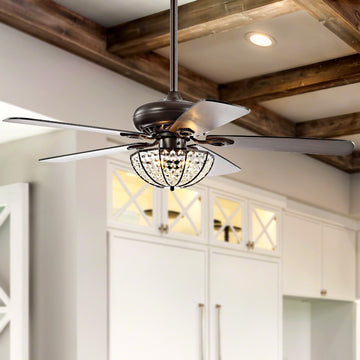 Joanna 52" Bronze Crystal LED Ceiling Fan With Remote - JONATHAN Y